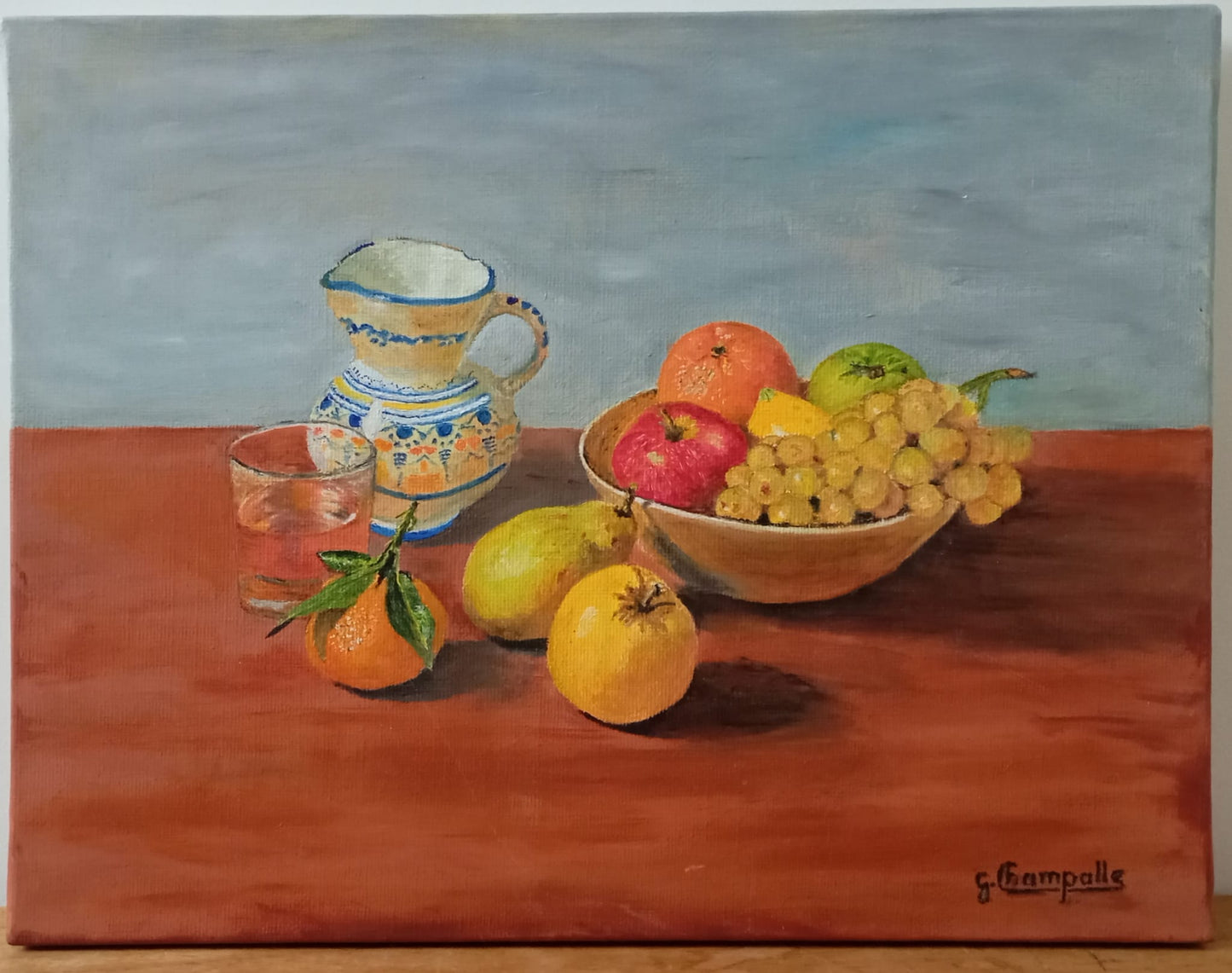 Nature morte. Pichet et fruits