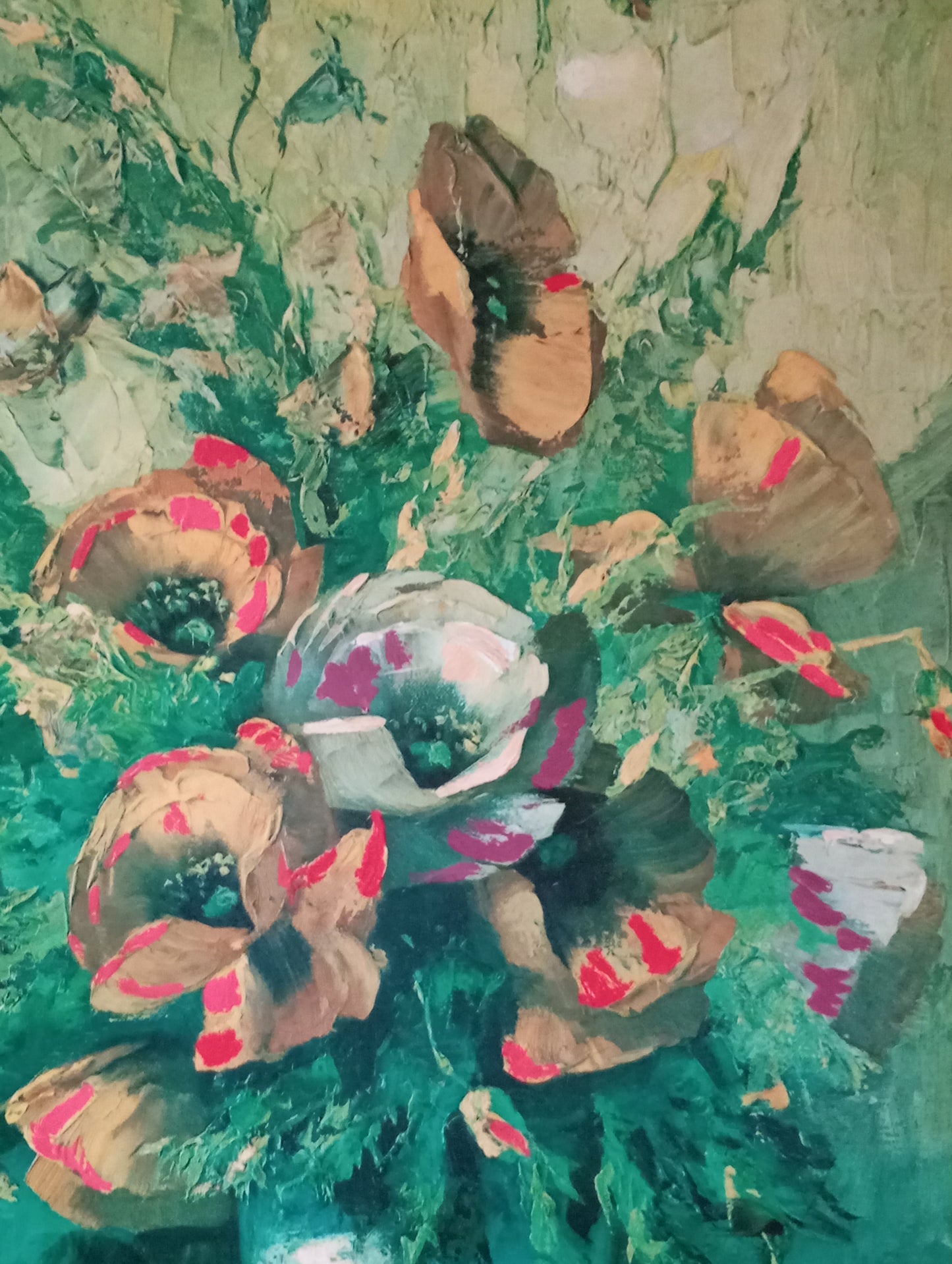 Nature morte. Grand bouquet de coquelicots dans un vase