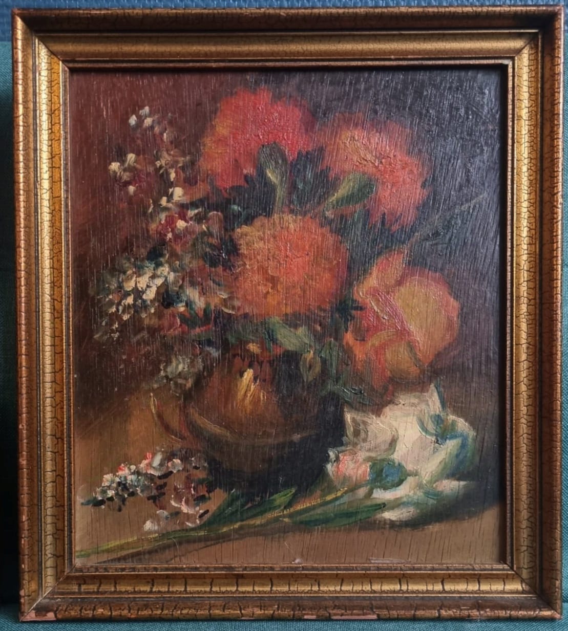 Paire de natures mortes. Fleurs dans un vase
