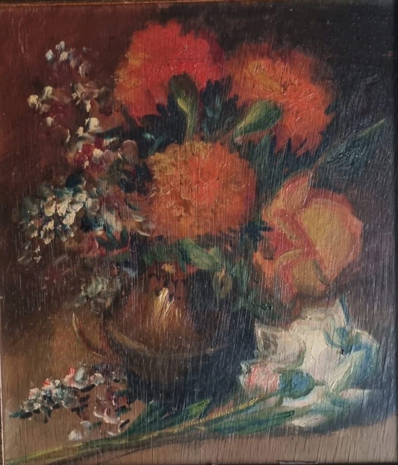 Paire de natures mortes. Fleurs dans un vase