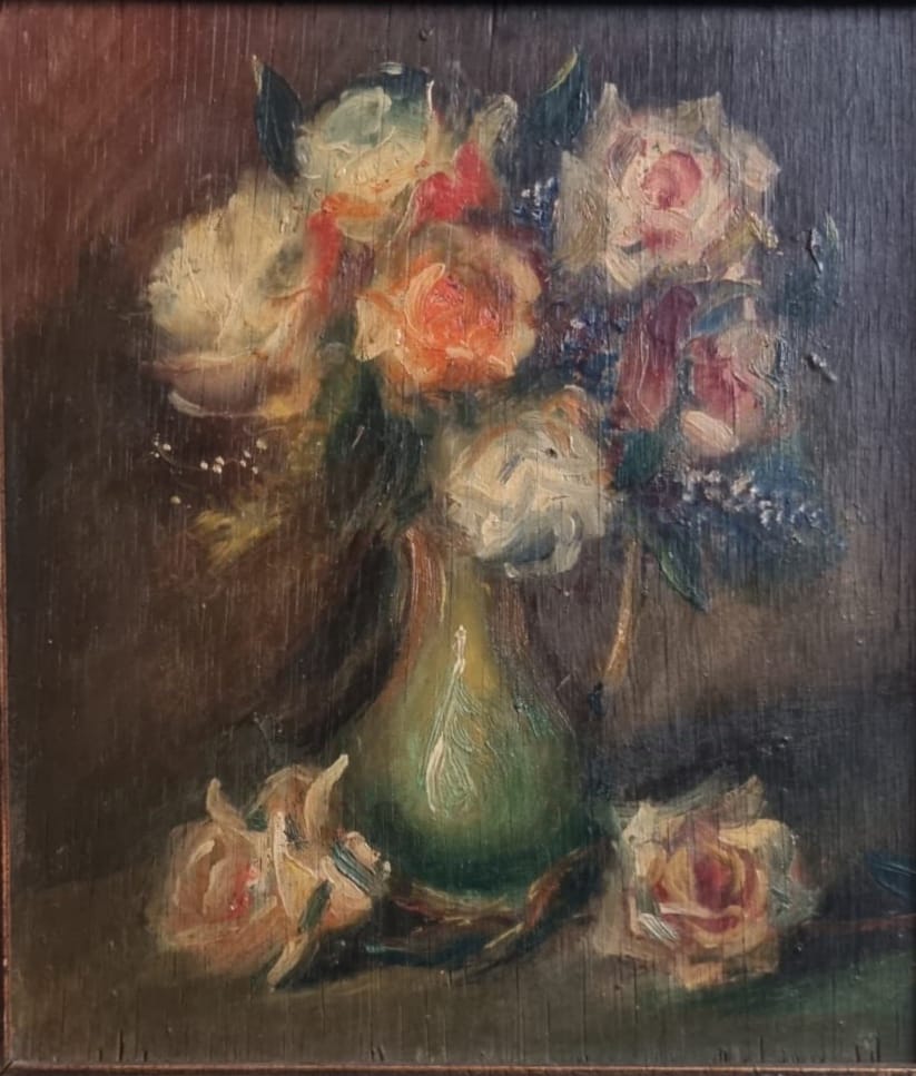 Paire de natures mortes. Fleurs dans un vase