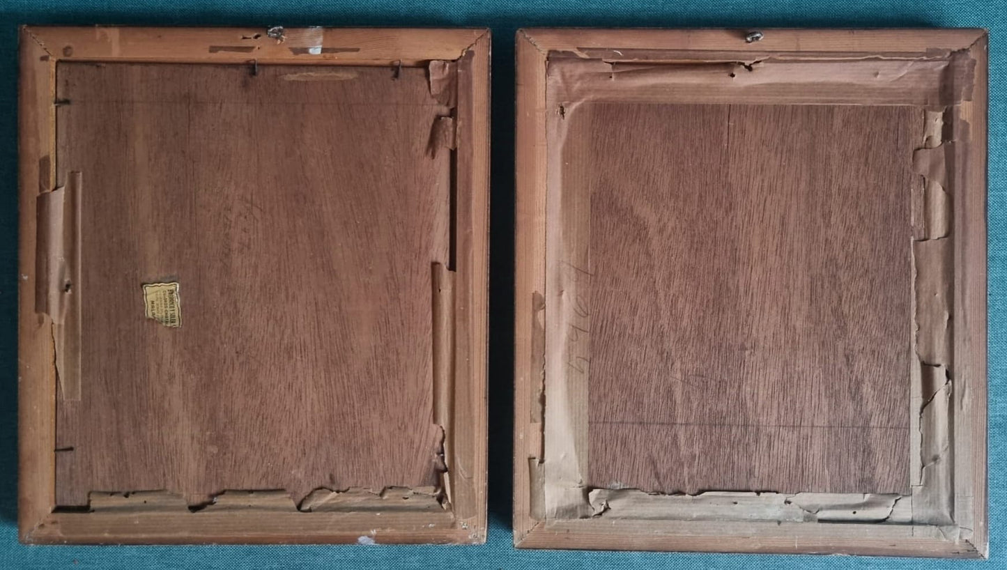 Pair of still lifes. Flowers in a vase