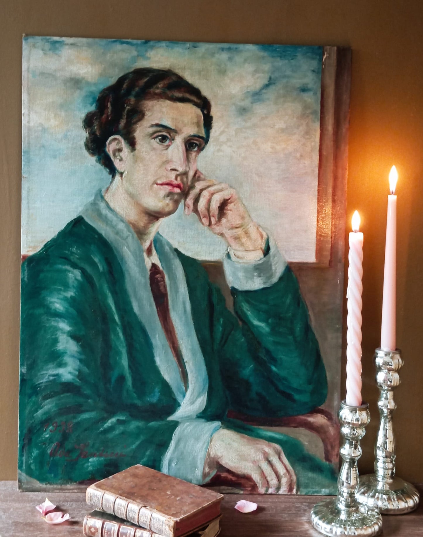 Portrait of a dandy in indoor attire