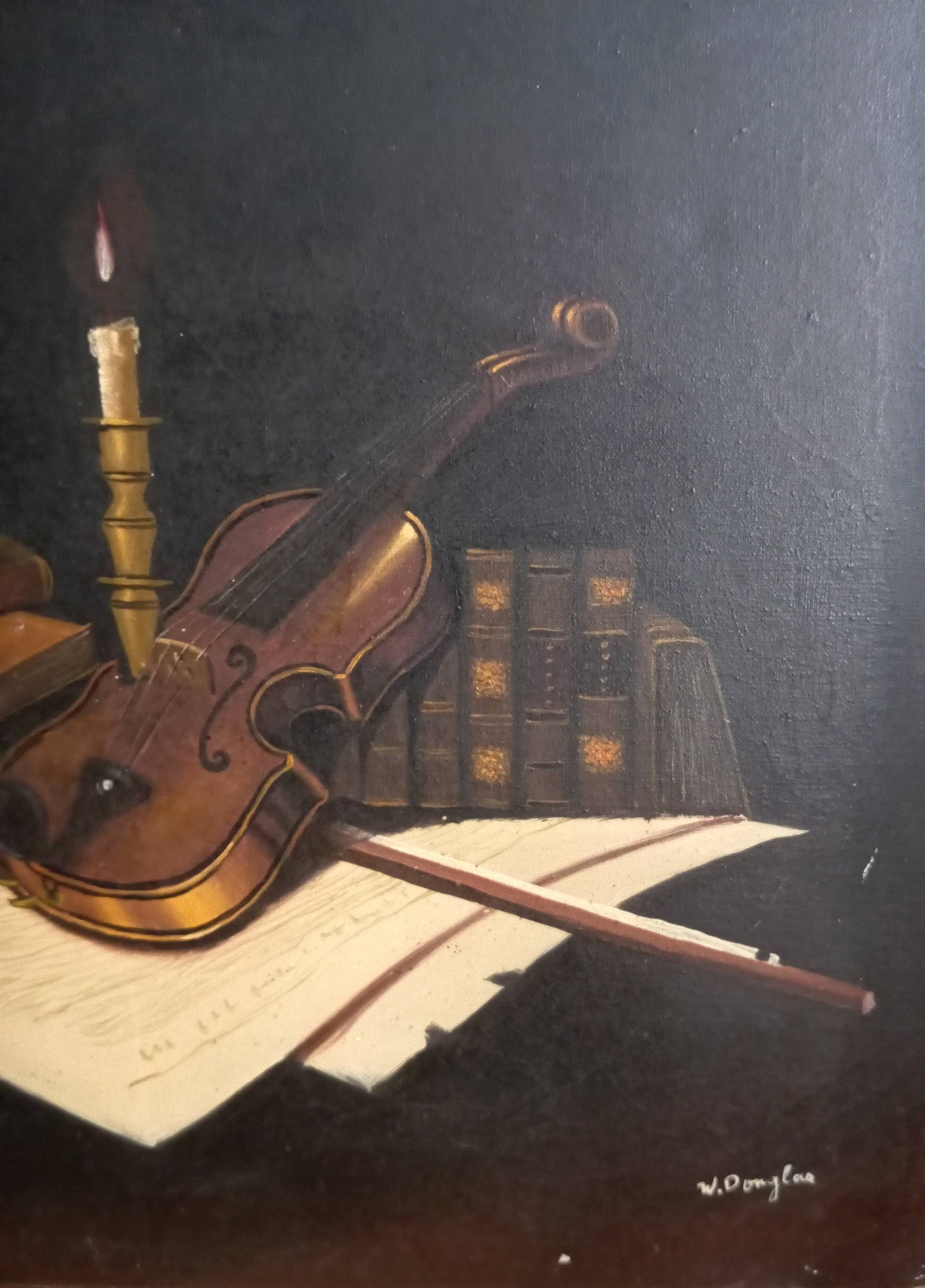 Nature morte. Livres et violon