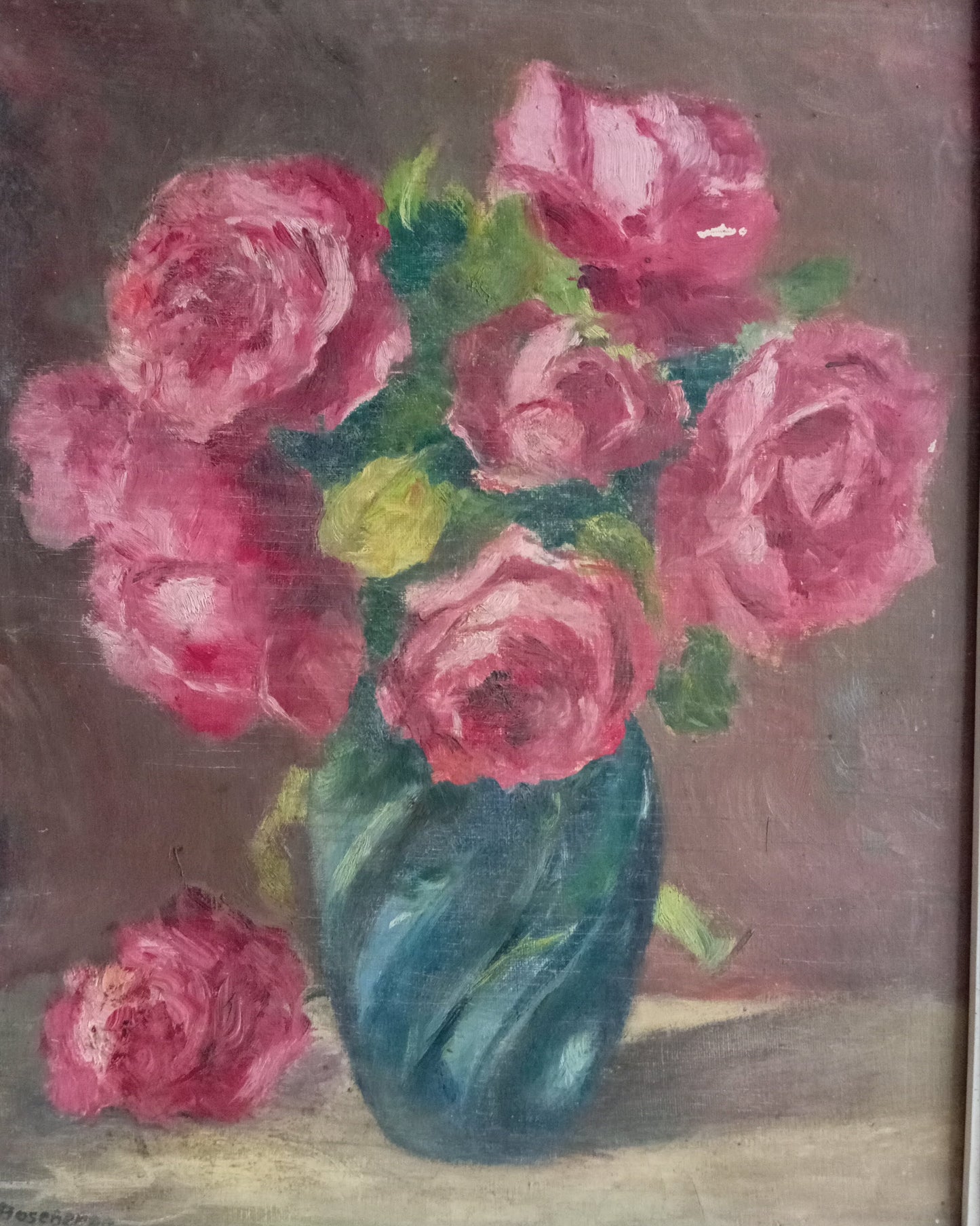 Nature morte. Bouquet de roses dans un vase