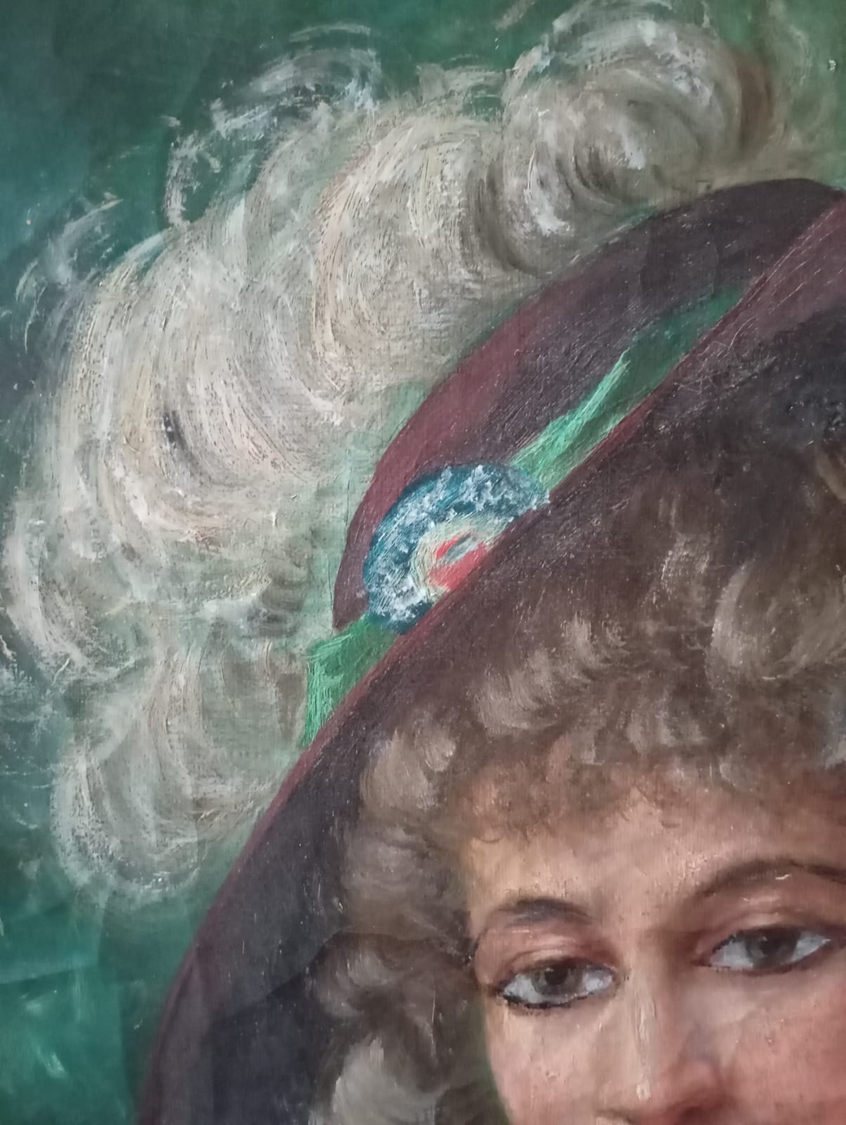 Portrait ancien d'une femme portant un chapeau