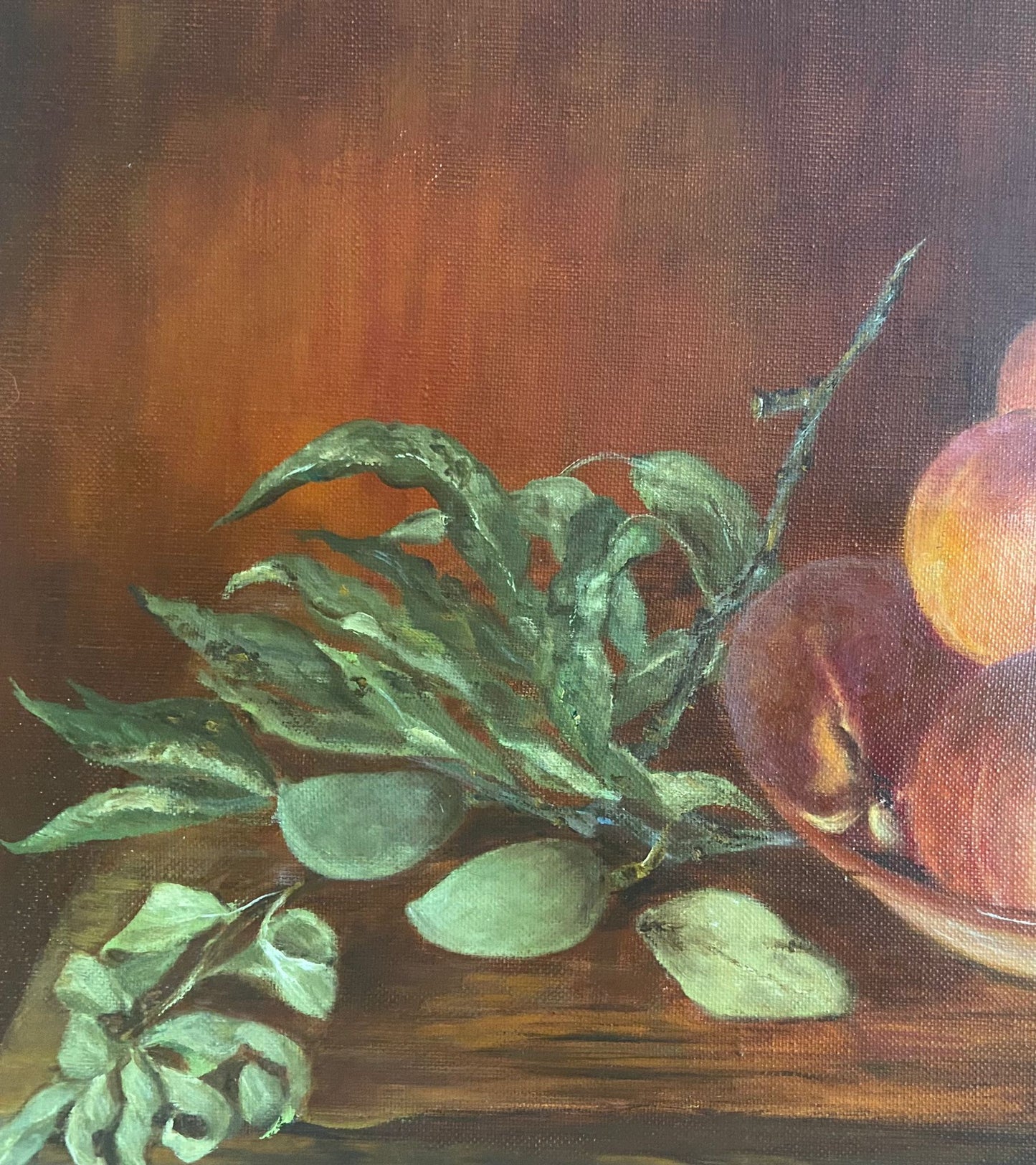Nature morte. Pêches dans un plat