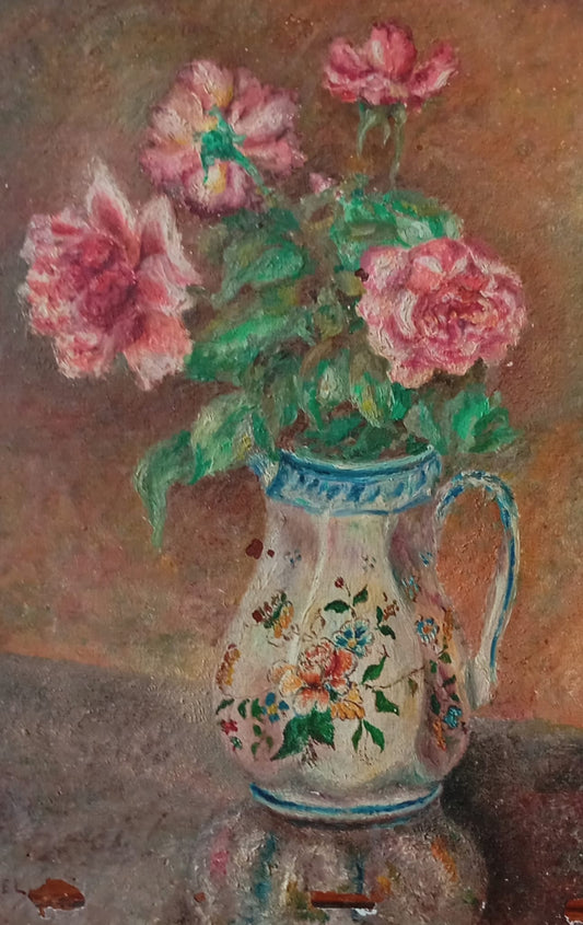 Nature morte. Bouquet de roses dans un vase