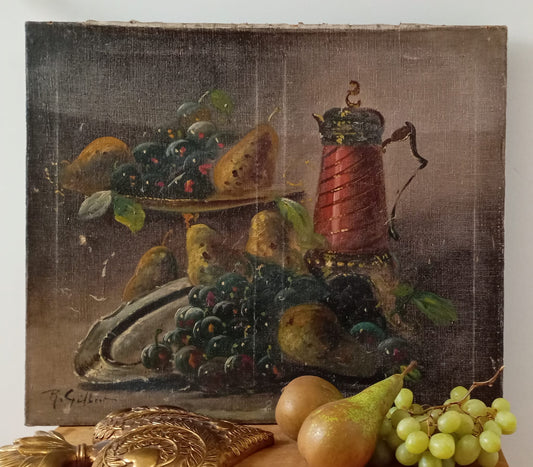 Ancienne nature morte. Pichet et cuivre