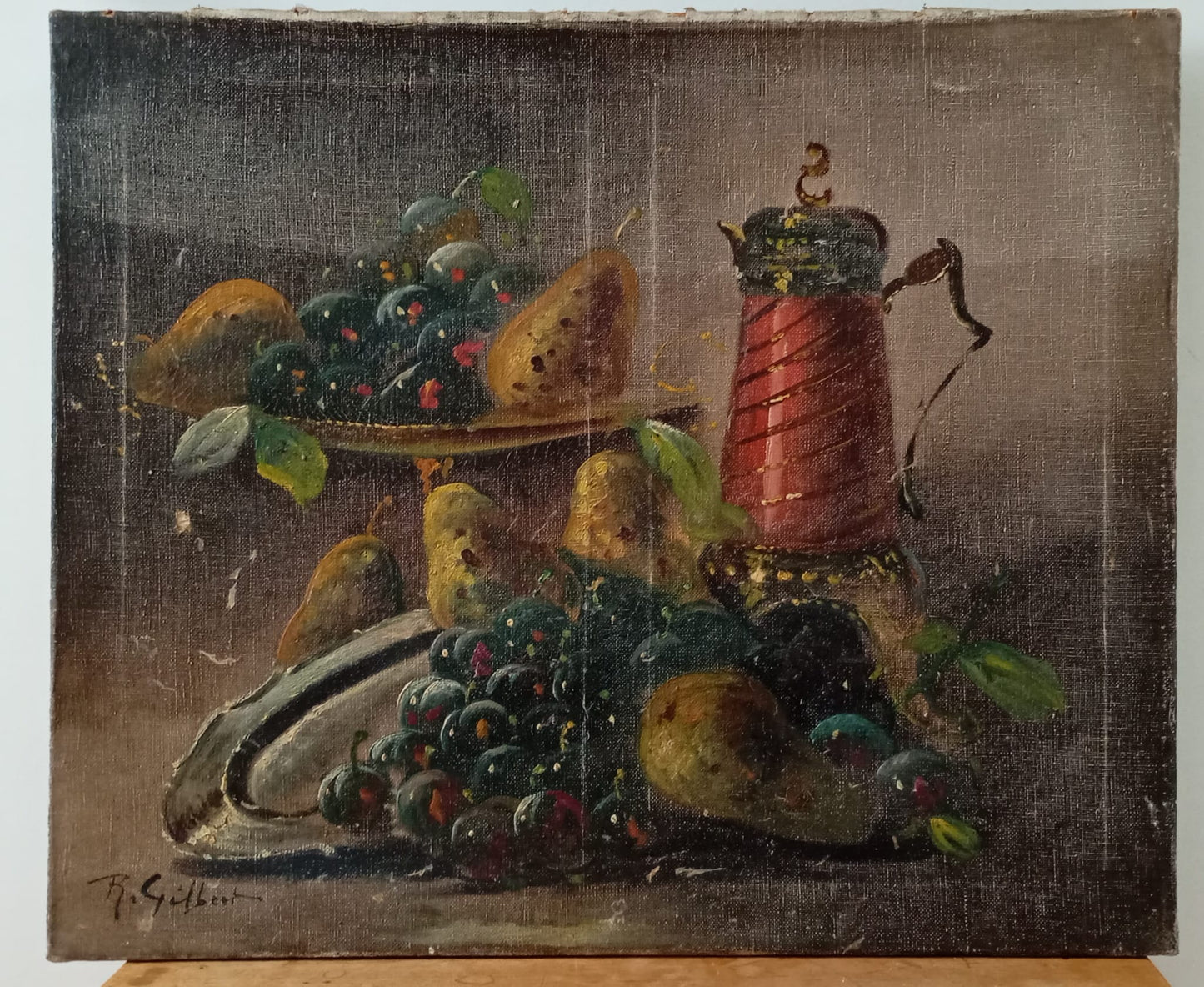 Ancienne nature morte. Pichet et cuivre