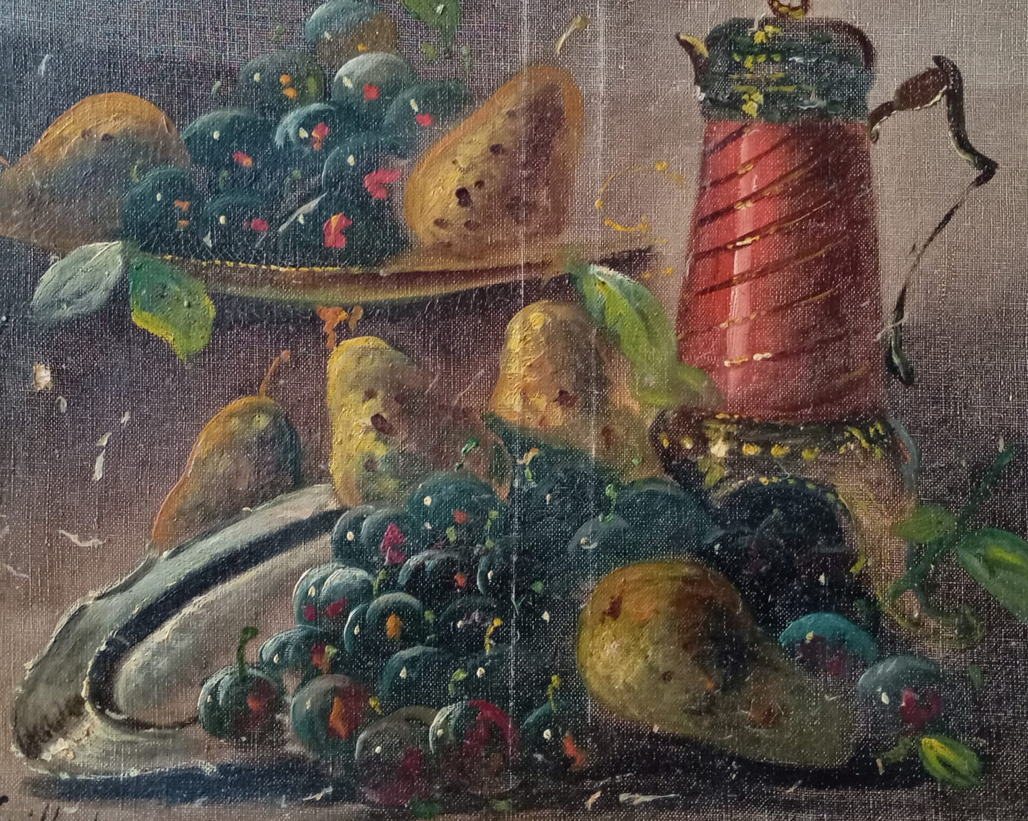 Ancienne nature morte. Pichet et cuivre