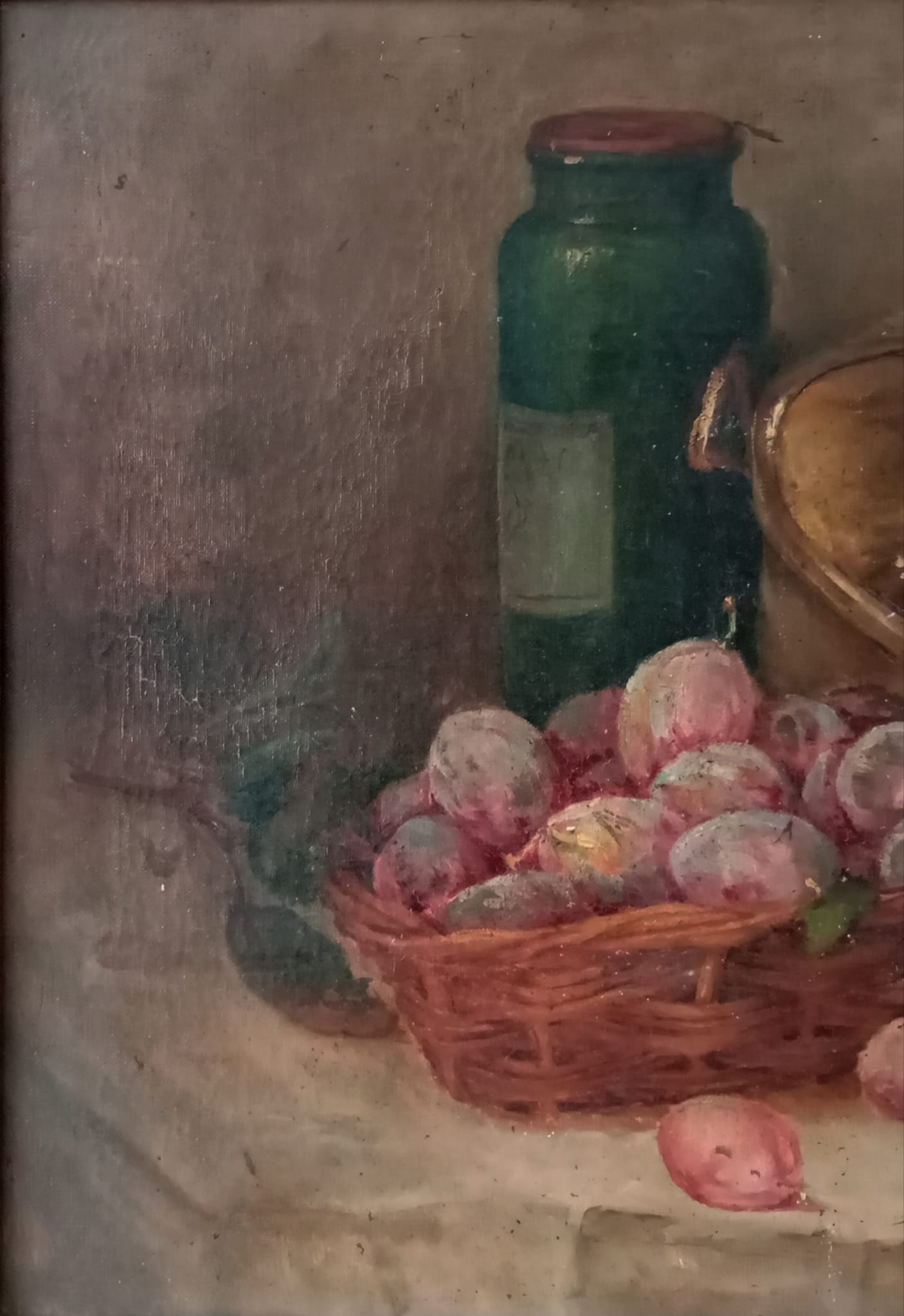 Nature morte ancienne. Cuivre aux fruits