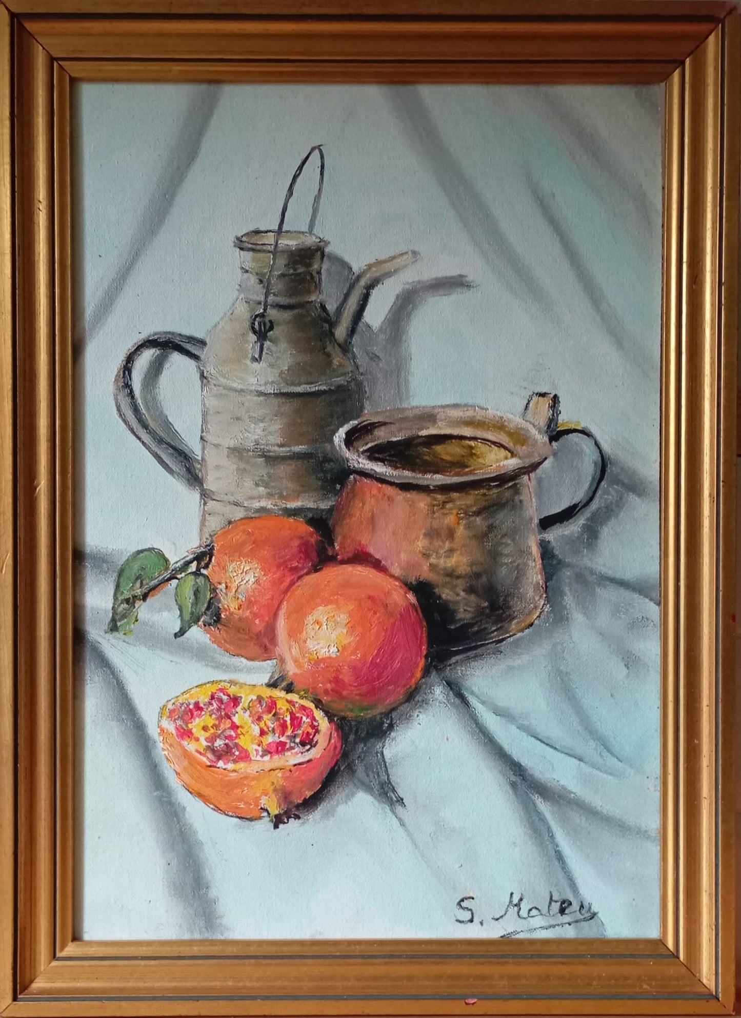Nature morte. Fruits et pots en fer