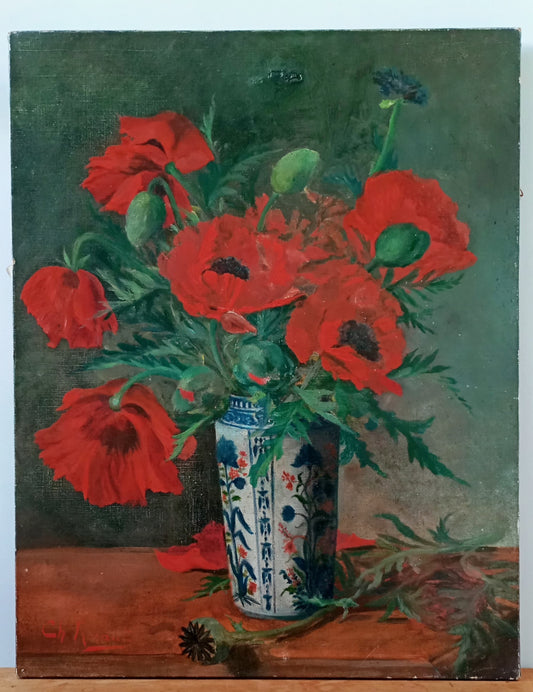 Nature morte. Bouquet de coquelicots