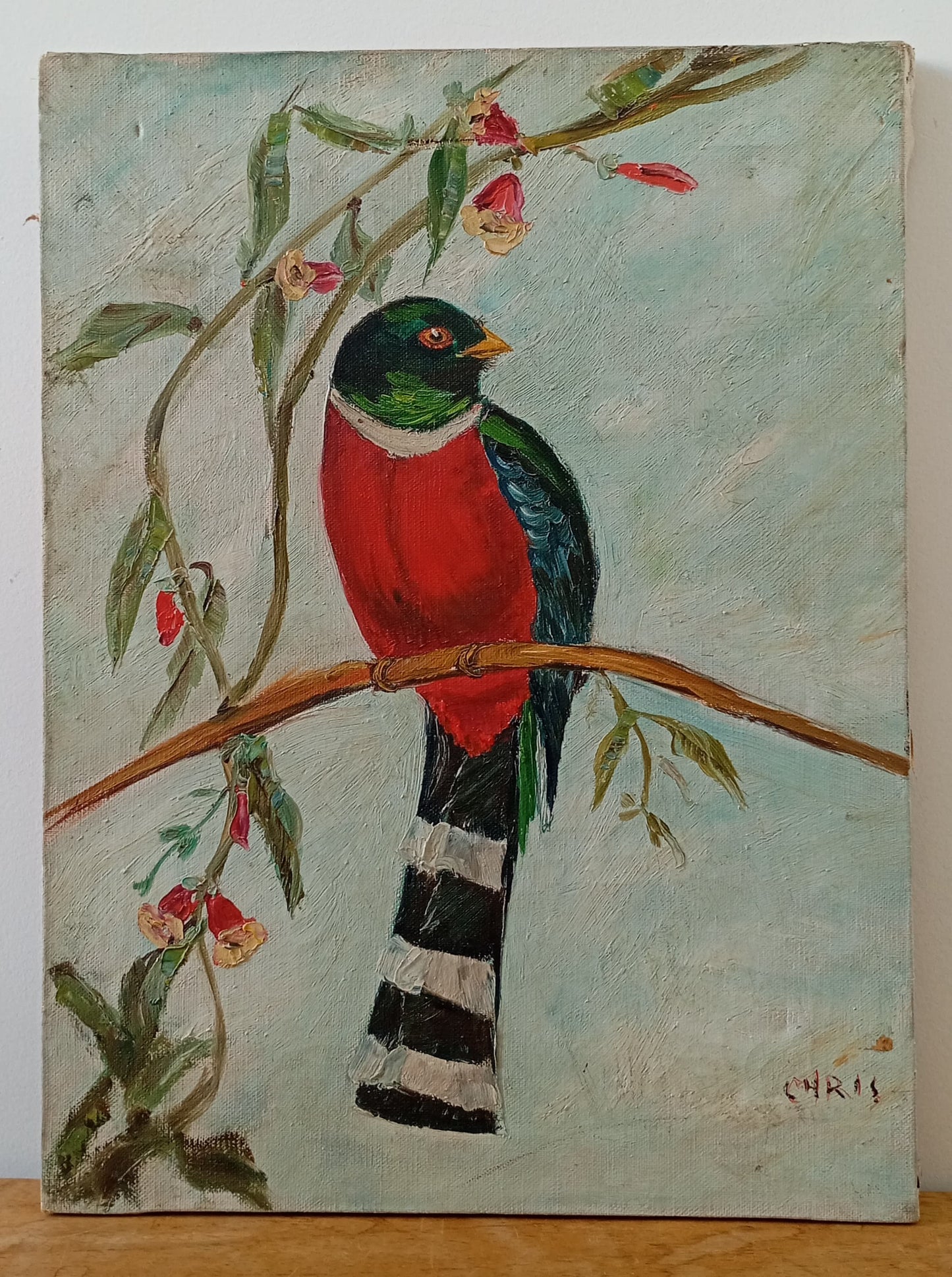 Trois tableaux. Oiseaux sur une branche
