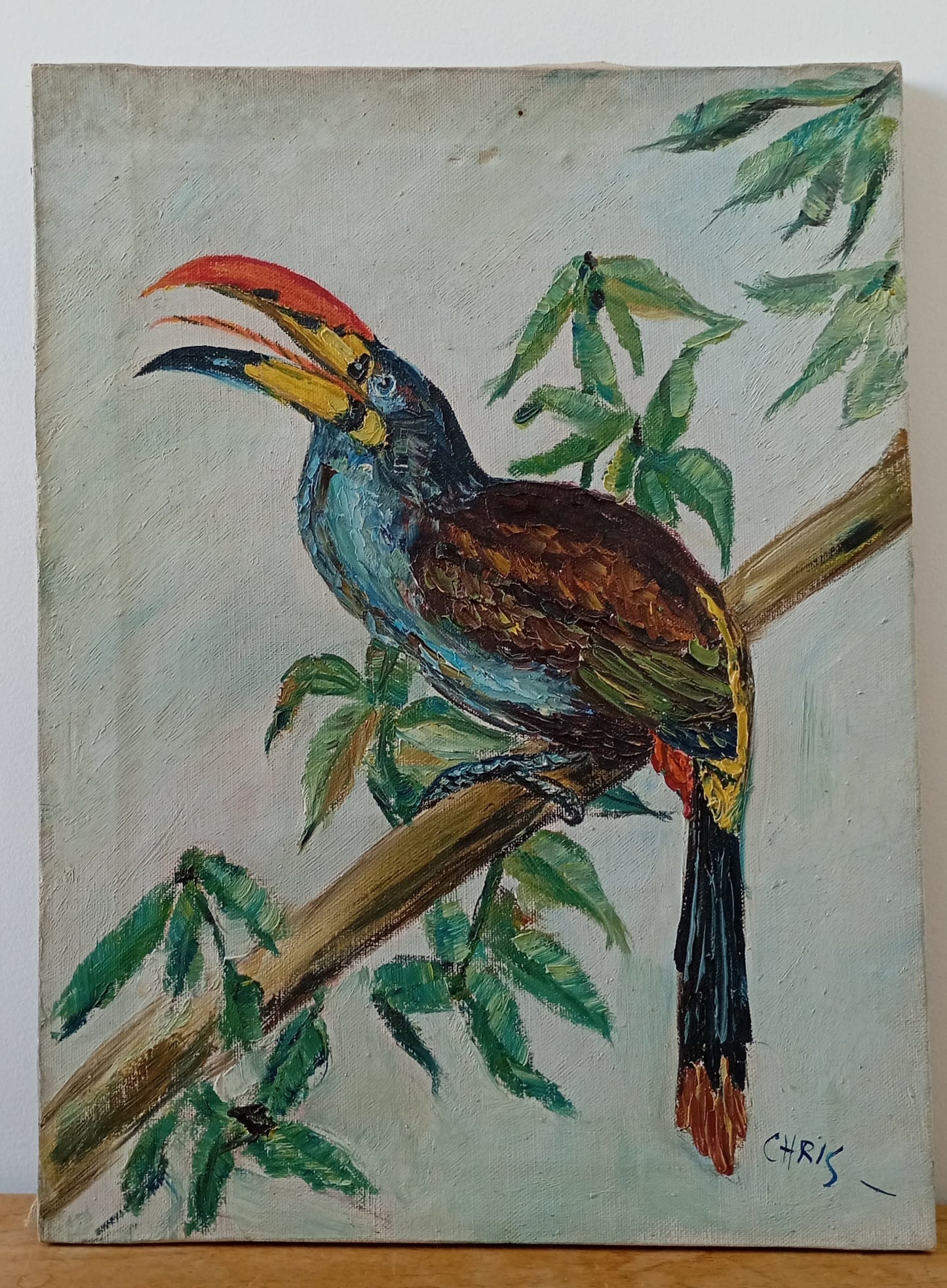 Trois tableaux. Oiseaux sur une branche