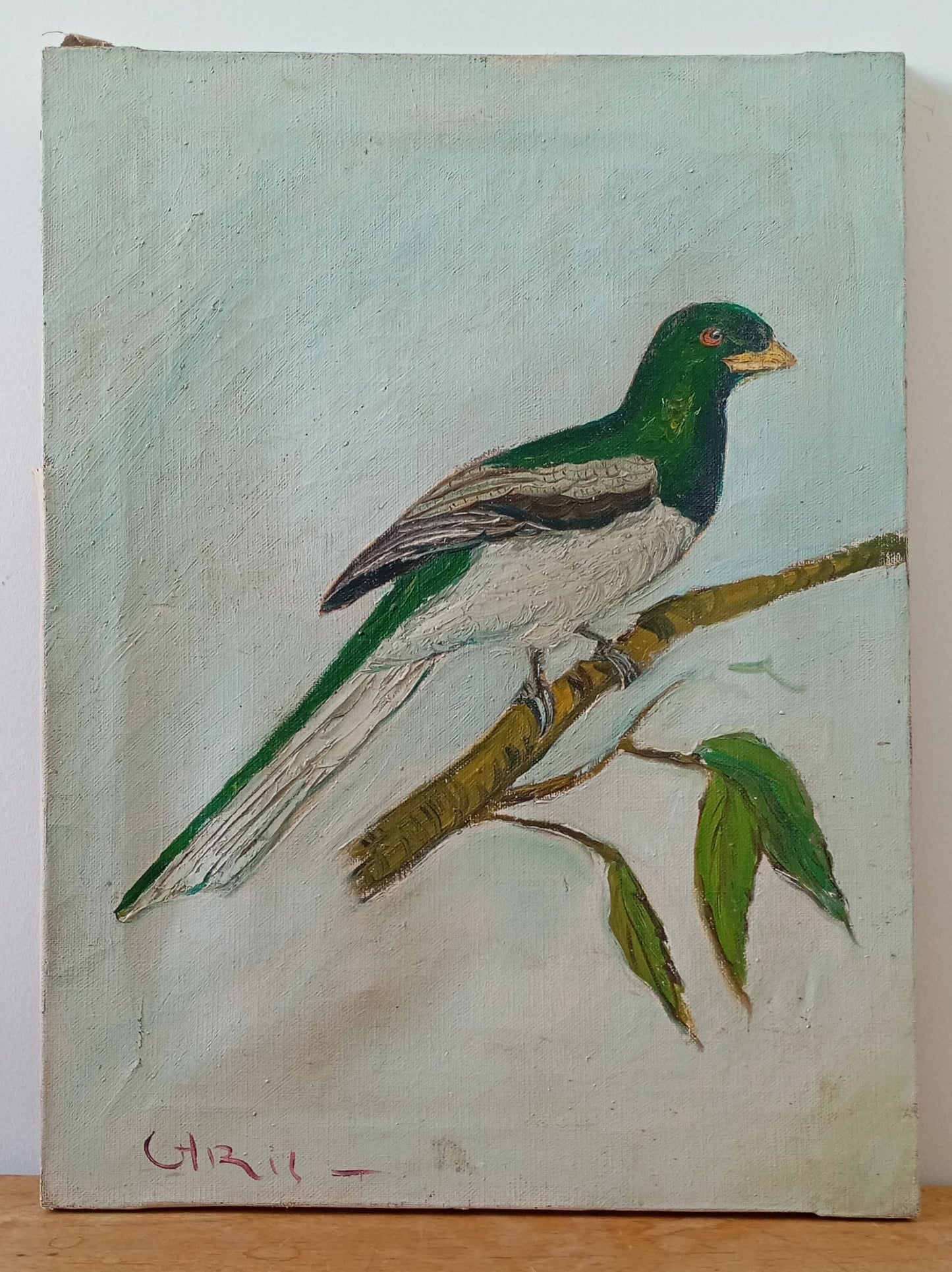Trois tableaux. Oiseaux sur une branche