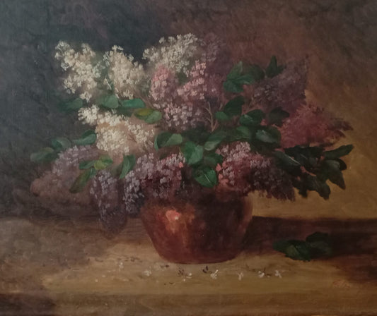 Antique still life with lilacs