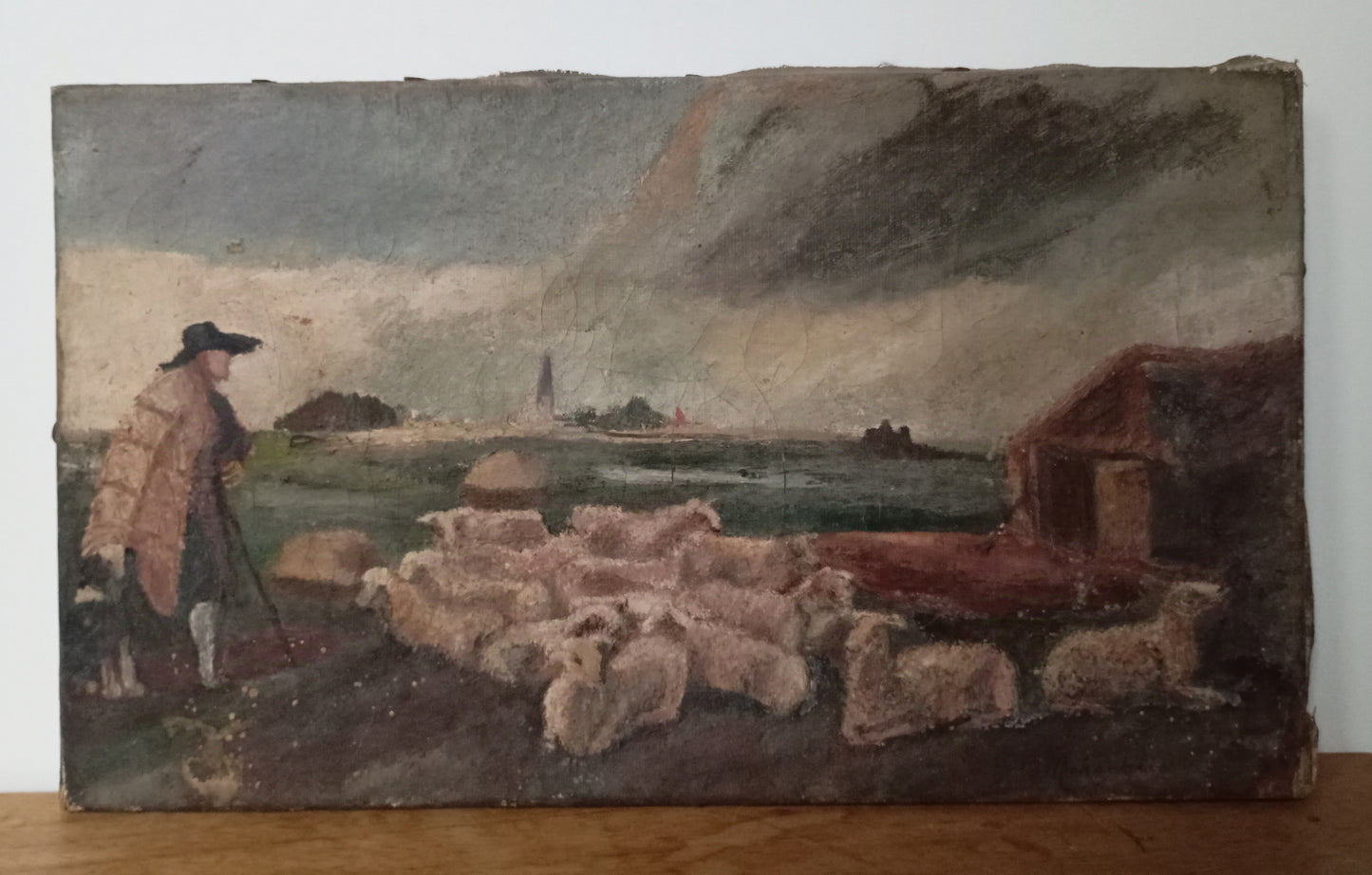 Tableau de vie quotidienne - Un berger et son troupeau