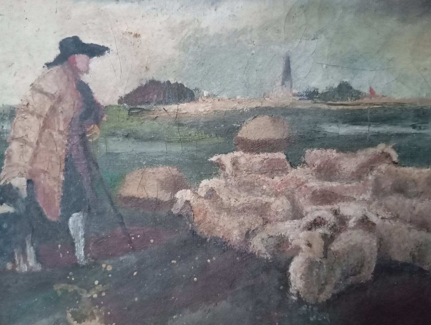 Tableau de vie quotidienne - Un berger et son troupeau