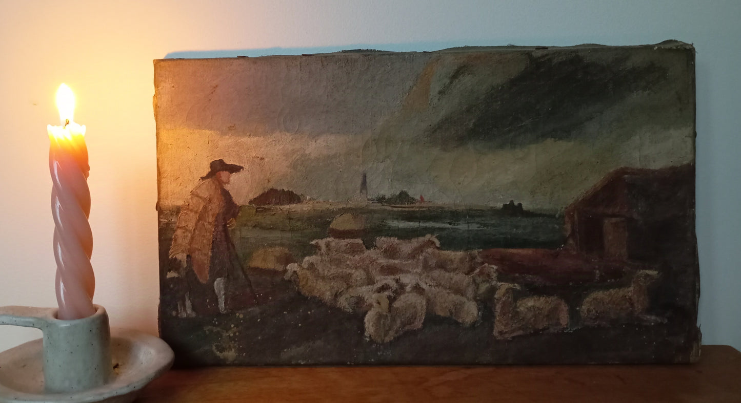 Tableau de vie quotidienne - Un berger et son troupeau