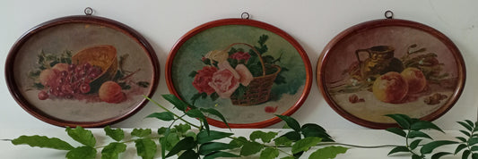 Three small still lifes. Flowers and fruits