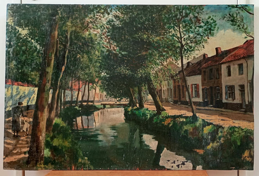 Scène d'extérieur. Peinture d'un canal
