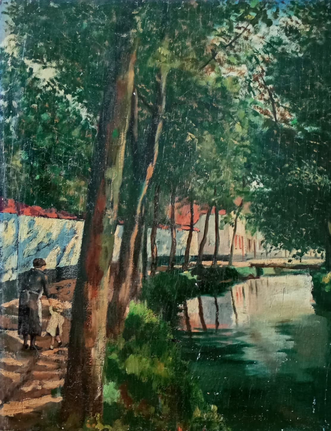 Scène d'extérieur. Peinture d'un canal