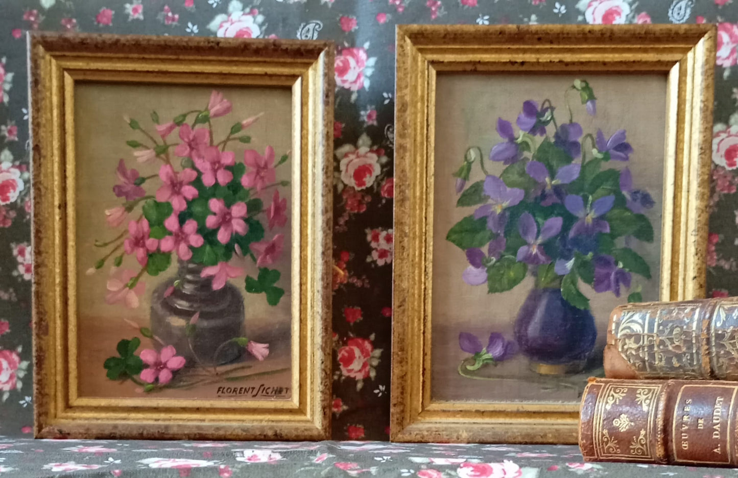 Paire de natures mortes miniatures