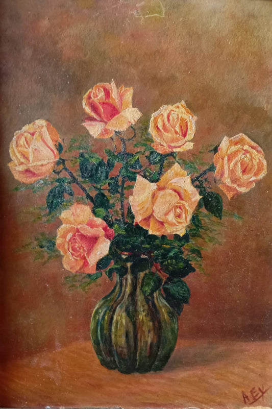 Nature morte. Bouquet de roses dans un vase