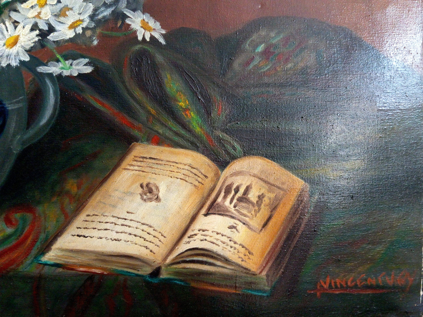 Very large still life. Bouquet of daisies