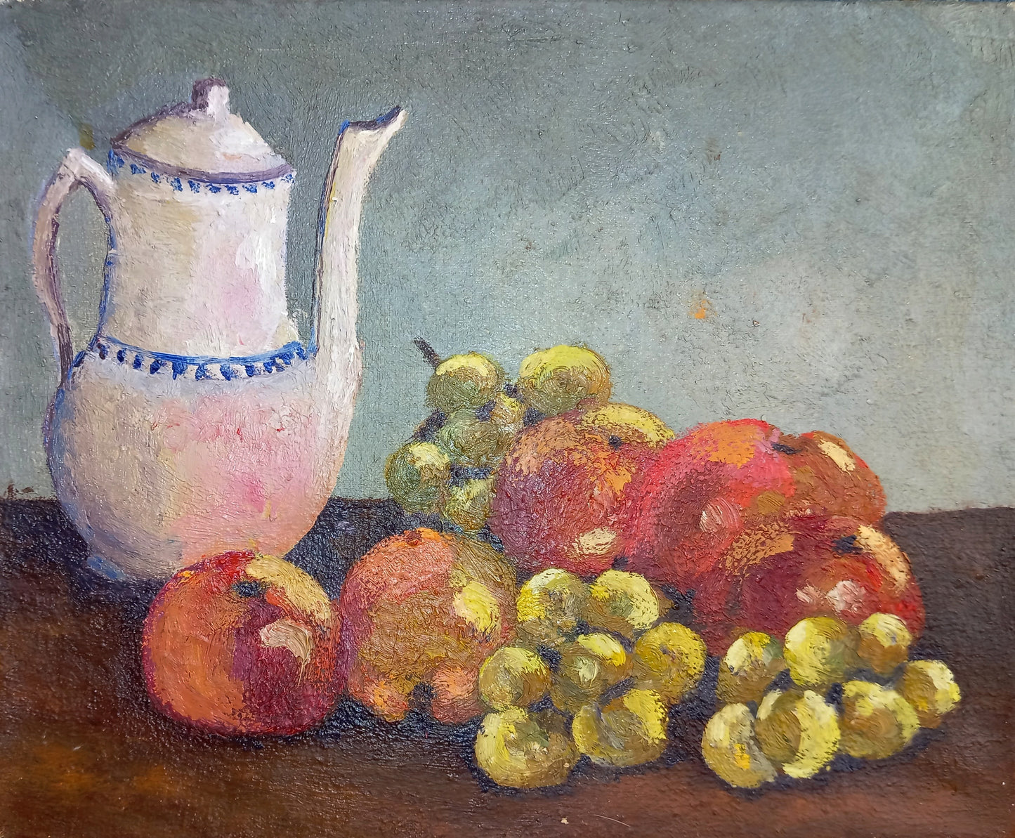 Small still life. Teapot and fruits