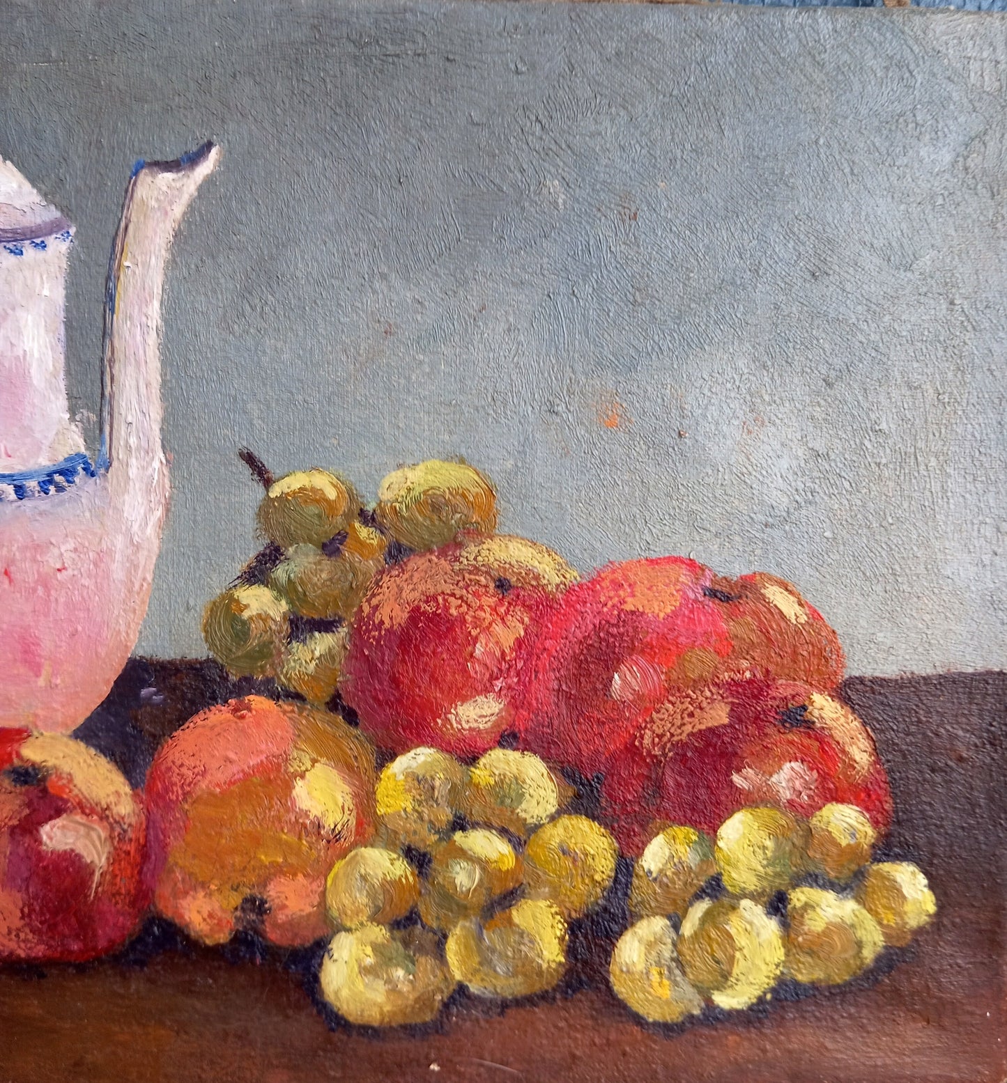 Small still life. Teapot and fruits