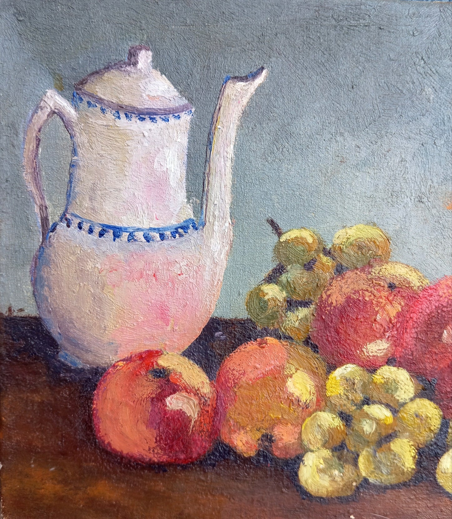 Small still life. Teapot and fruits