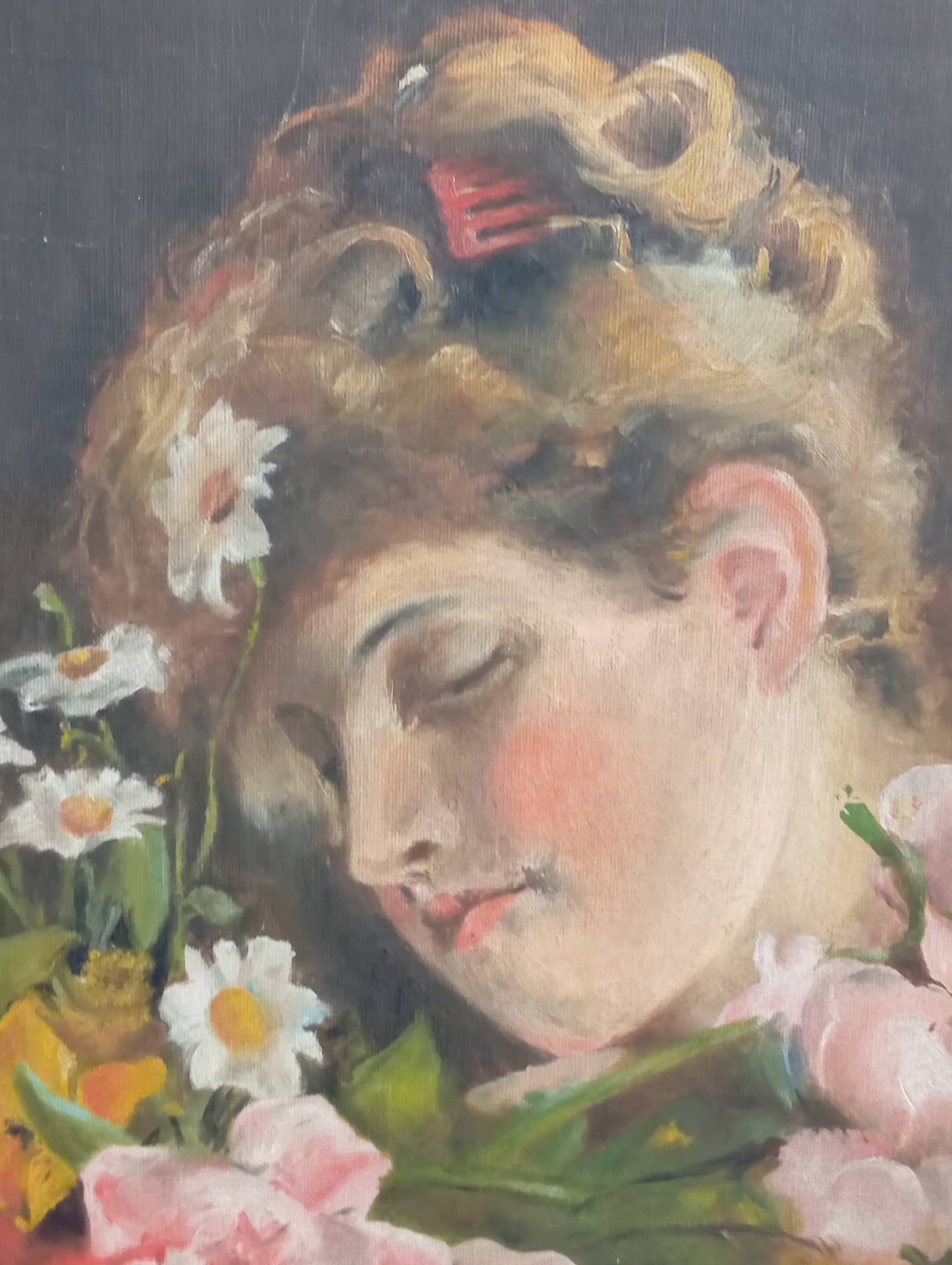 Portrait of a young woman making a bouquet