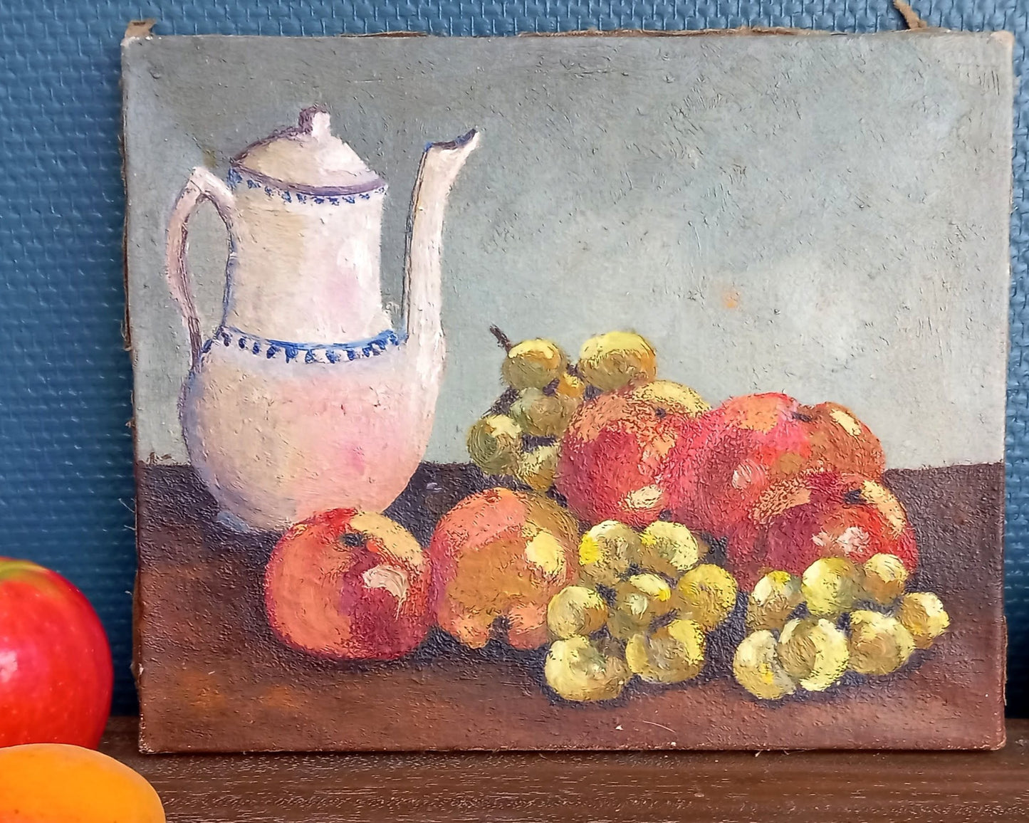 Small still life. Teapot and fruits