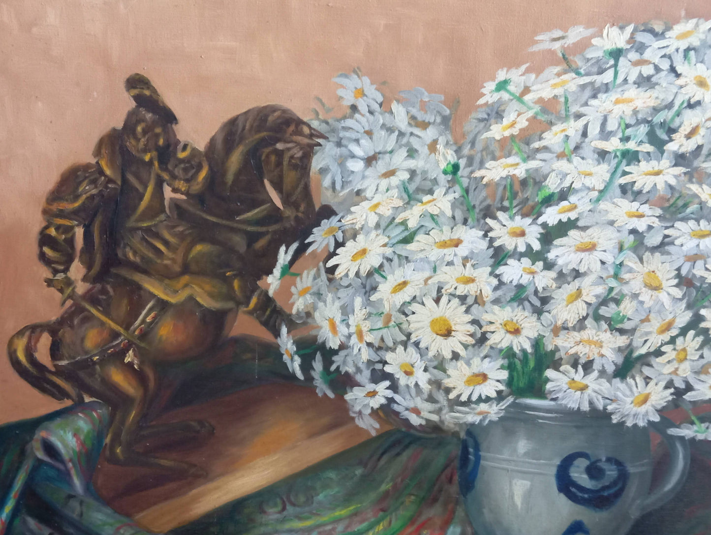 Very large still life. Bouquet of daisies