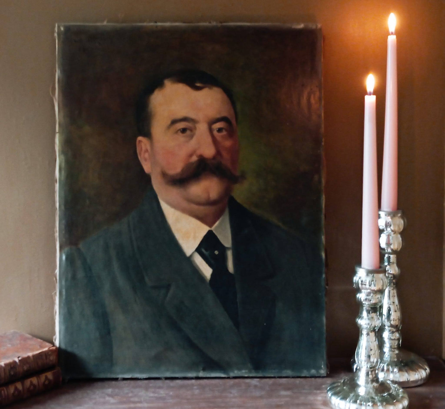 Deux portraits anciens couple de bourgeois