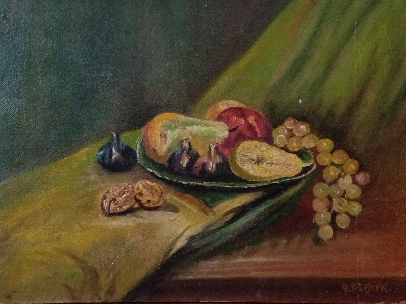 Nature morte ancienne- Fruits d'automne