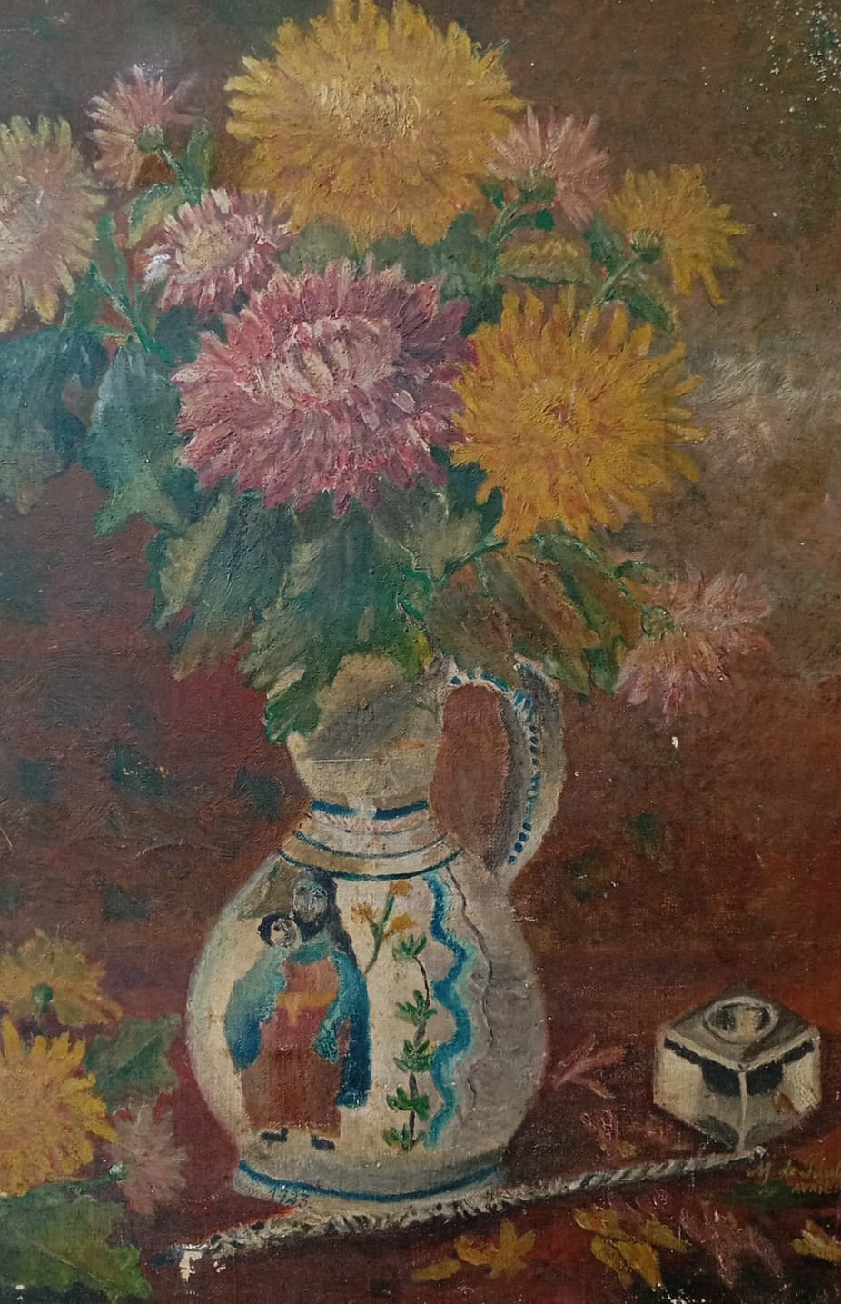Nature morte ancienne aux dahlias