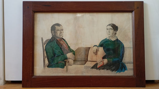 Portrait ancien d'un couple - Aquarelle