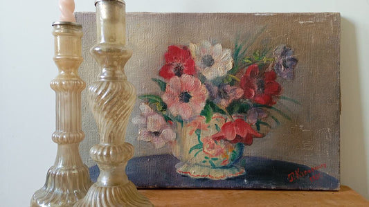 Nature morte ancienne aux coquelicots