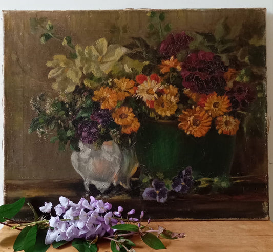 Nature morte ancienne aux fleurs