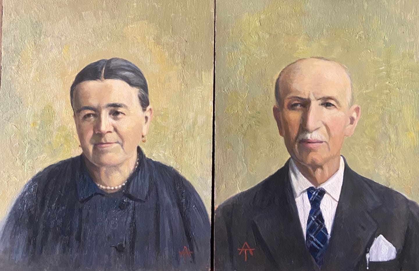 Paire de portraits anciens