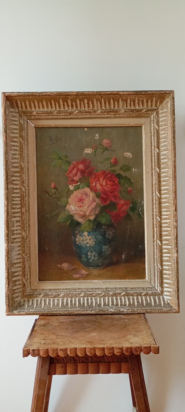 Nature morte ancienne aux roses