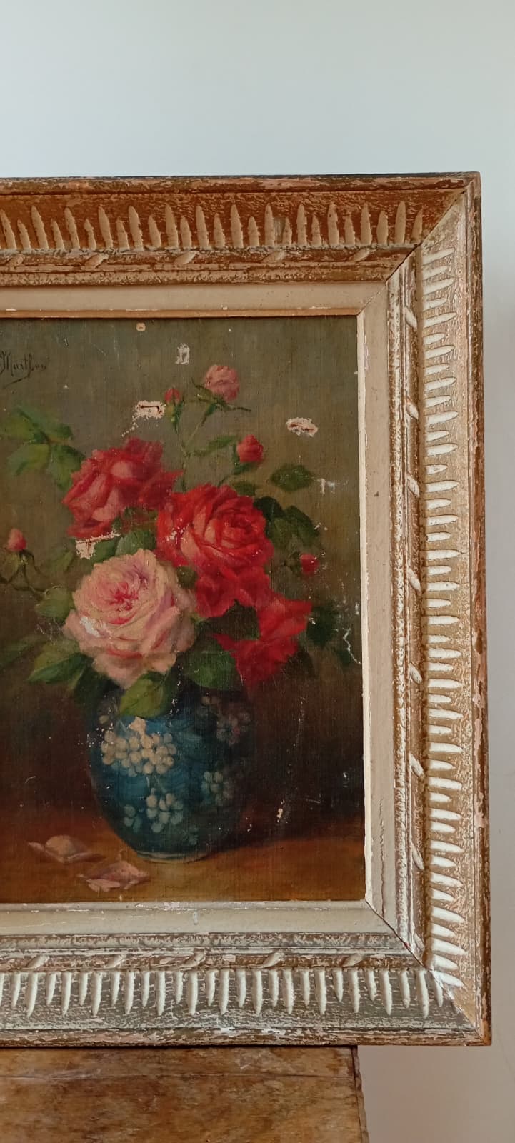 Nature morte ancienne aux roses