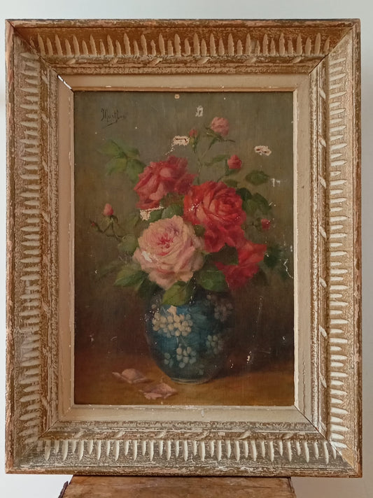 Nature morte ancienne aux roses