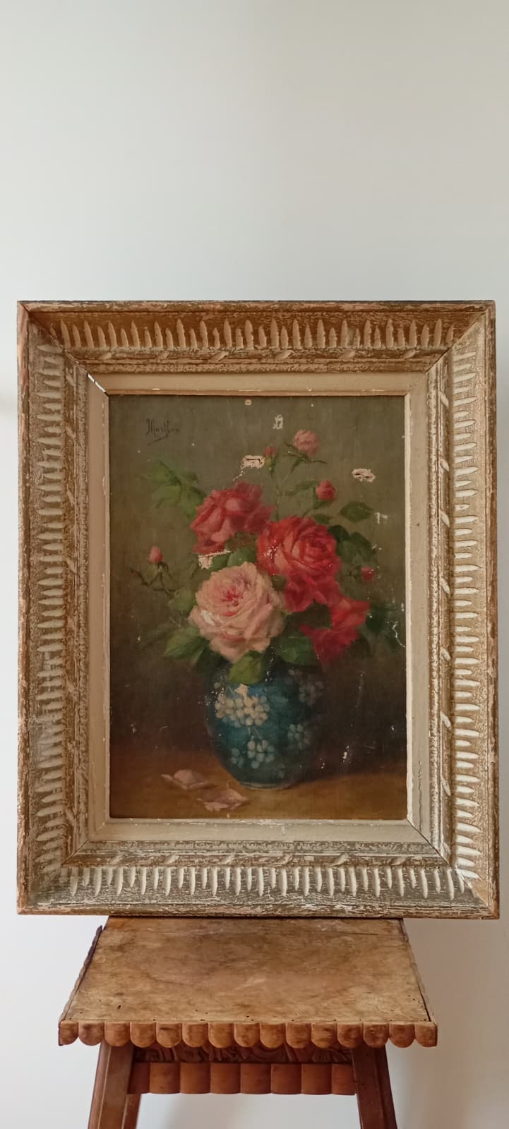 Nature morte ancienne aux roses