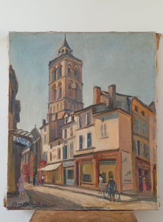 Scène de ville - Tableau ancien